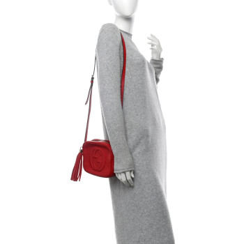 GUCCI Pebbled Calfskin Small Soho Disco Bag Vibrant Red