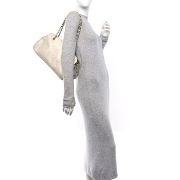 CHANEL Caviar Quilted Timeless CC Bowler Bag White