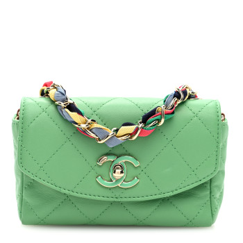CHANEL Lambskin Mixed Fibers Quilted Small Cocovado Flap Green