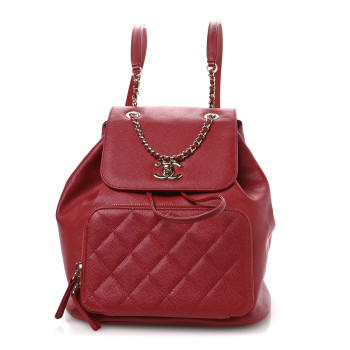 CHANEL Caviar Quilted Business Affinity Backpack Red