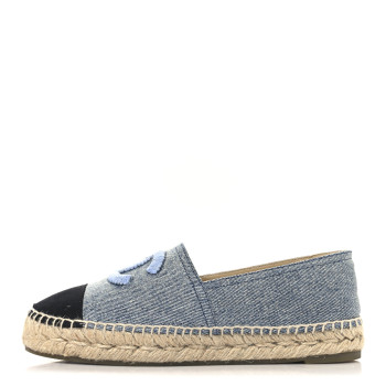 CHANEL Denim CC Espadrilles 37 Blue Black