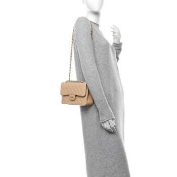 CHANEL Caviar Quilted Small Double Flap Beige