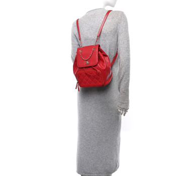CHANEL Caviar Quilted Business Affinity Backpack Red