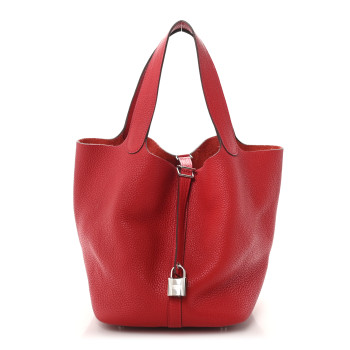 HERMES Taurillon Clemence Picotin Lock 22 MM Rouge Vif