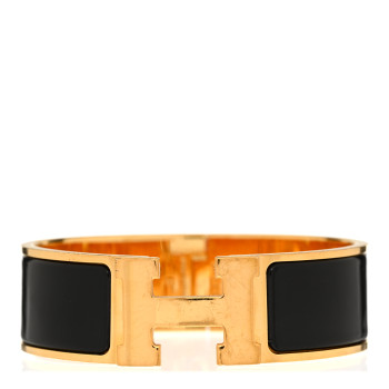 HERMES Enamel Wide Clic Clac H Bracelet GM Black