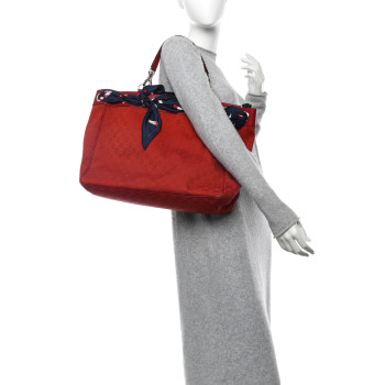 GUCCI Monogram Large Positano Tote Red