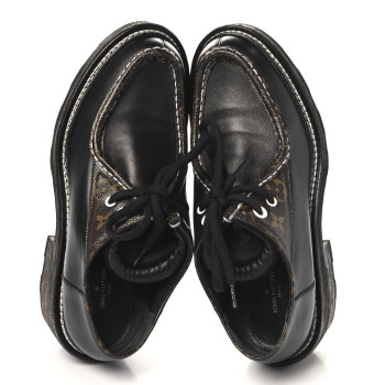 LOUIS VUITTON Monogram Calfskin Beaubourg Platform Derby Shoes 40 Brown