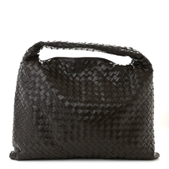 BOTTEGA VENETA Calfskin Intrecciato Large Hop Ebano