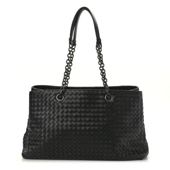 BOTTEGA VENETA Nappa Intrecciato Classic Chain Strap Tote Black