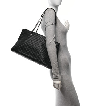 BOTTEGA VENETA Nappa Intrecciato Classic Chain Strap Tote Black