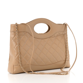 CHANEL Shiny Lambskin Quilted 31 Shopping Bag Beige 1632277