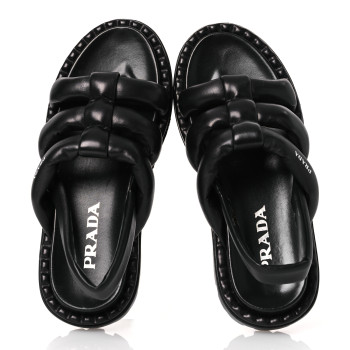 PRADA Nappa Padded Blow 20mm Slingback Sandals 40 Black