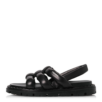 PRADA Nappa Padded Blow 20mm Slingback Sandals 40 Black