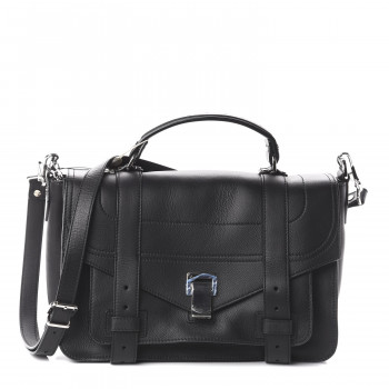 PROENZA SCHOULER Grained Calfskin Medium PS1 Plus Satchel Black