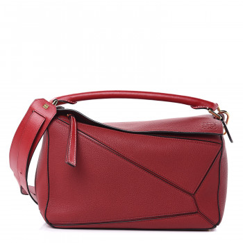 LOEWE Calfskin Medium Puzzle Bag Rouge
