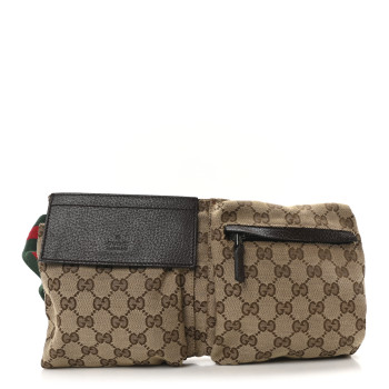 GUCCI Monogram Web Belt Bag Dark Brown