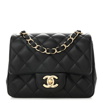 CHANEL Lambskin Quilted Mini Square Flap Black