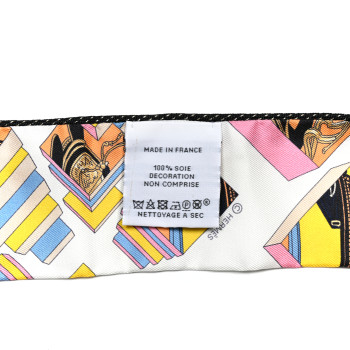 HERMES Silk Springs Springs Twilly Rose Bleu Black