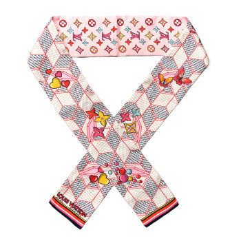LOUIS VUITTON Silk Jeu De Louis BB Bandeau Beige