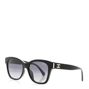 CHANEL Acetate Polarized Pearl CC Square Sunglasses 5482-H-A Black