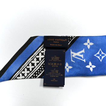 LOUIS VUITTON Silk Monogram Flower Tile BB Bandeau Blue