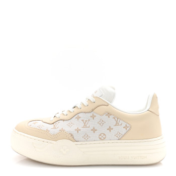 LOUIS VUITTON Canvas Calfskin Monogram LV Groovy Platform Sneakers 38 Beige