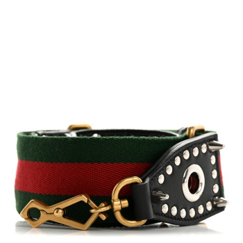 GUCCI Canvas Web Studded Wide Shoulder Strap Green Red
