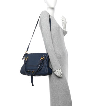 CHLOE Calfskin Small Marcie Satchel Navy Blue