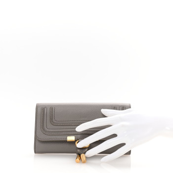 CHLOE Calfskin Marcie Long Wallet Cashmere Grey