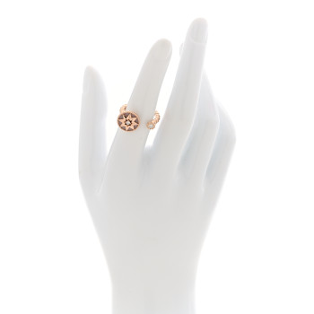 CHRISTIAN DIOR 18K Rose Gold Diamond Pink Opal Rose Des Vents Ring 51 5.75