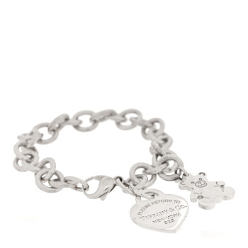 TIFFANY Sterling Silver Return to Tiffany Heart Tag Teddy Bear Charm Bracelet