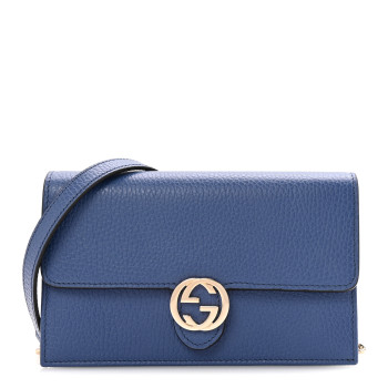 GUCCI Dollar Calfskin Interlocking G Chain Wallet Caspian