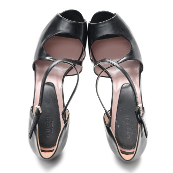 GUCCI Nappa Lili Platform Pumps 38 Black