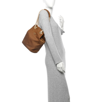 PRADA Re-Nylon Triangle Mariner Small Bucket Bag Brandy