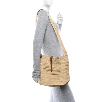 SAINT LAURENT Raffia Monogram Hobo Naturale