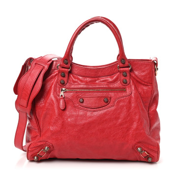 BALENCIAGA Agneau Giant 12 Rose Gold Hardware Velo Coquelicot