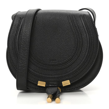 CHLOE Calfskin Mini Marcie Round Crossbody Bag Black