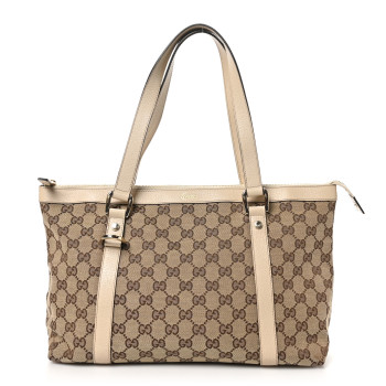 GUCCI Monogram Medium Abbey Tote Off White
