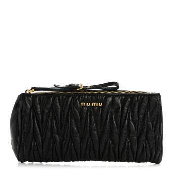 MIU MIU Nappa Matelasse Wristlet Black