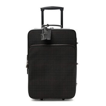 BURBERRY Smoked Haymarket Check Carry-On Suitcase Chocolate