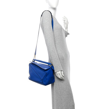 LOEWE Calfskin Medium Puzzle Bag Electric Blue
