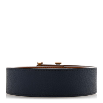 LOUIS VUITTON Taurillon Calfskin 30mm LV Initiales Reversible Belt 95 38 Navy Brown
