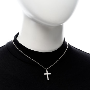 BULGARI 18K White Gold Diamond Cross Pendant Necklace