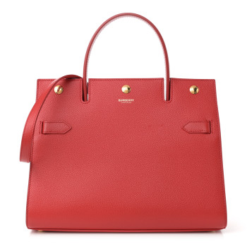 BURBERRY Grainy Calfskin Small Two Handle Title Bag Red