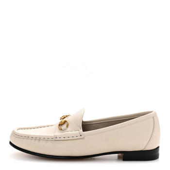 GUCCI Betis Glamour Calfskin Womens 1953 Horsebit Loafers 37 Mystic White