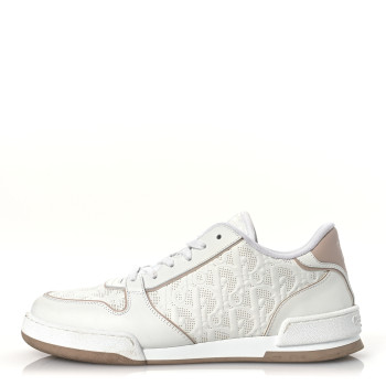 CHRISTIAN DIOR Calfskin Oblique Laser Perforated Dior One Low Sneakers 39 White Nude