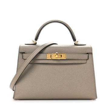 HERMES Epsom Mini Kelly Sellier 20 Gris Asphalte