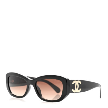 CHANEL Acetate Rectangle Sunglasses 5493 Black Brown