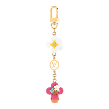 LOUIS VUITTON Resin Wood Vivienne Bag Charm Key Holder Pink