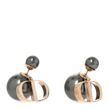 CHRISTIAN DIOR Metal Pearl Tribales Earrings Grey